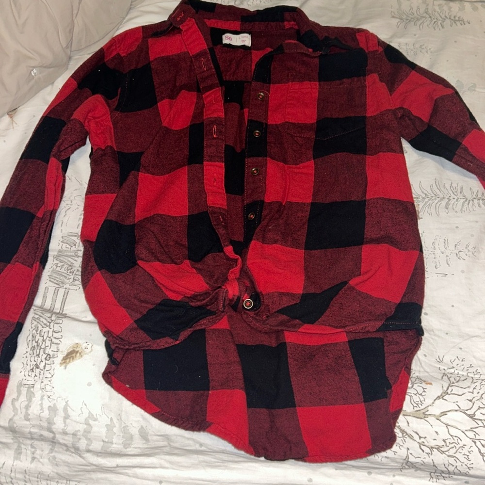 SO Red & Black Plaid Flannel Shirt - Large